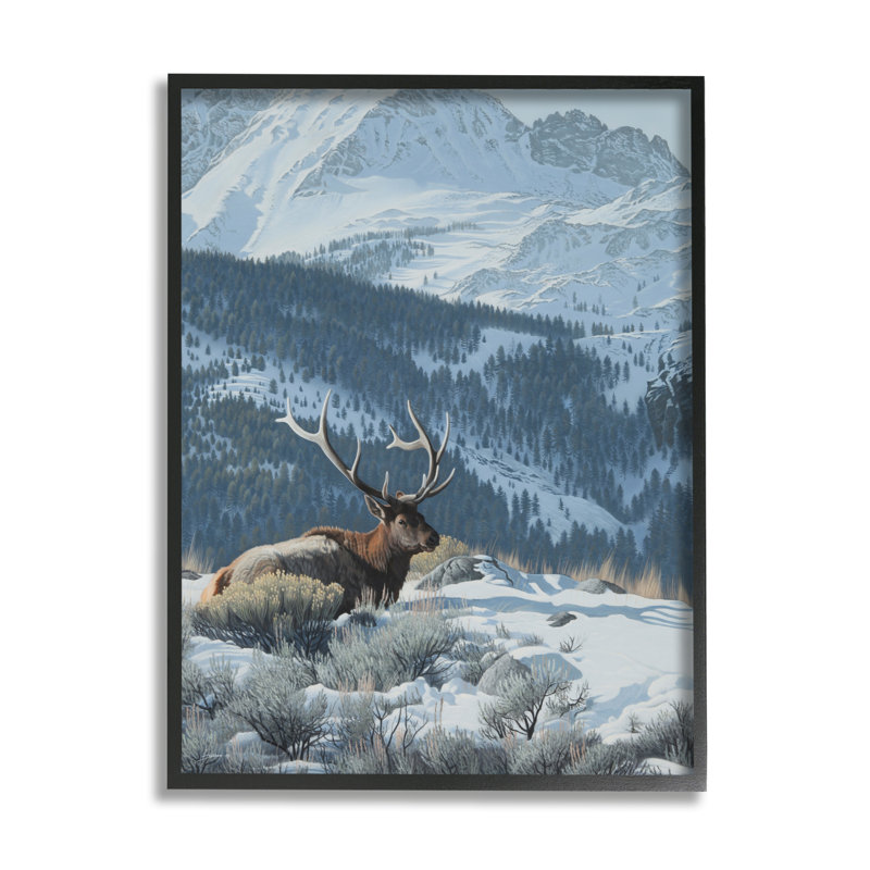 «Stupell Industries Deer in Snowy Mountains», art mural sur toile par Clinton Jammer, H 20 po x l 16 po x P 1,5 po