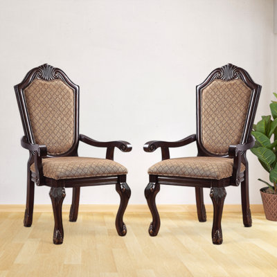 Arbour Fabric & Espresso Arm Chairs