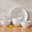 Service de table 12 pièces en céramique blanche 12 pièces - Service de table moderne en relief à nervures pour 4 personnes, comprenant assiettes, assiettes à salade et bols-1144894843