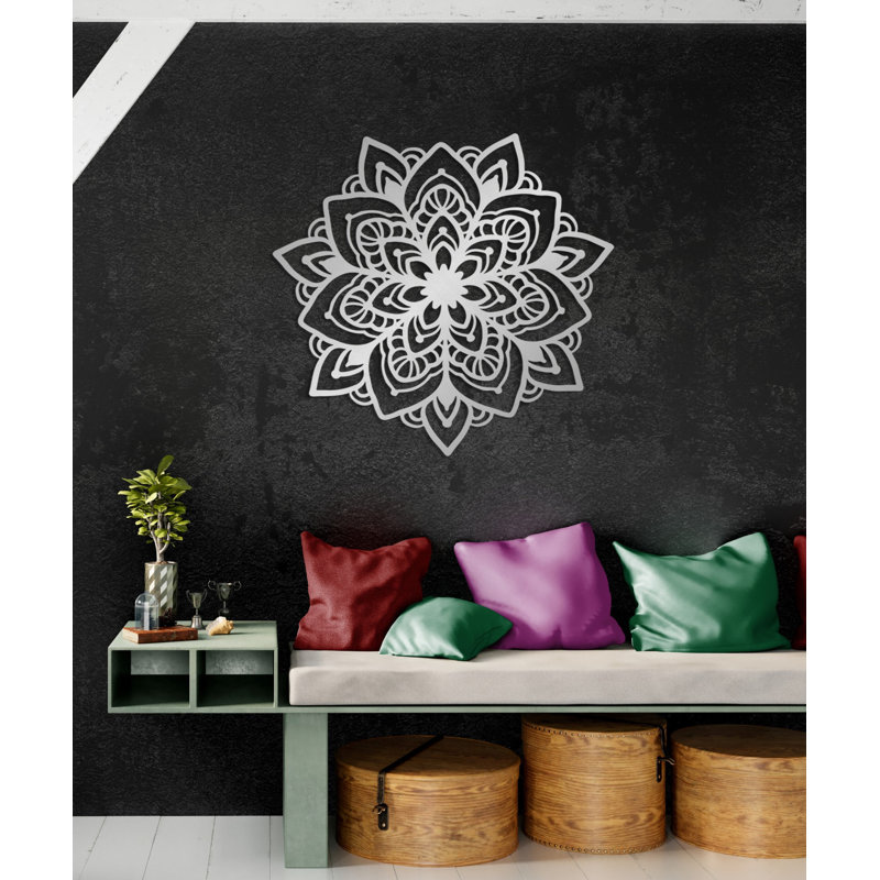 Metal Mandala Abstract Wall Hanging Décor, Creative Floral Metal Wall Art Home Decoration, 38" H x 38" W x 0.5" D