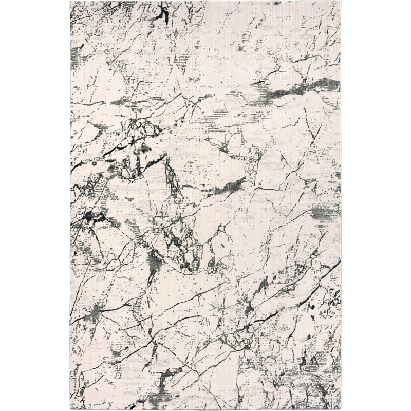 Tapis contemporain neutre en marbre Neutral, Rectangle 1 pi 10 po x 3 pi