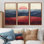 «Red Blue Abstract Sunset Mountain Landscape I», ensemble de reproductions d'art mural