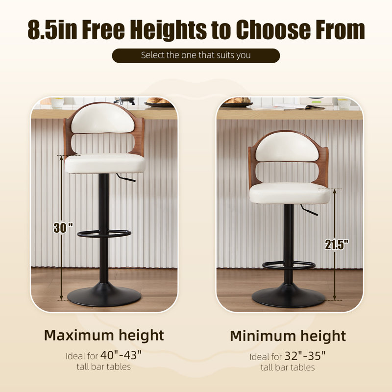Ensemble de 2 tabourets de bar Modern, Blanc