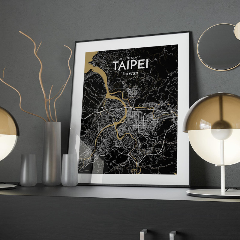 Taipei City Map In Luxe - No Frame Print, 24cm H x 18cm W x 0.05cm D