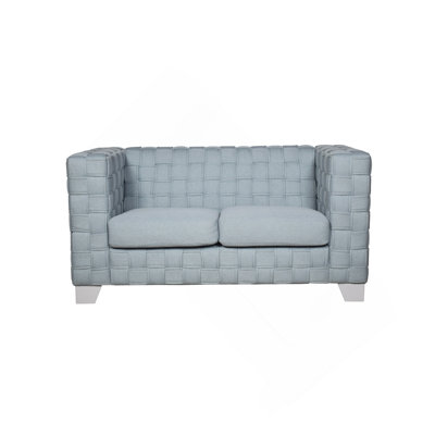 Light Teal Chenille & White Finish Loveseat