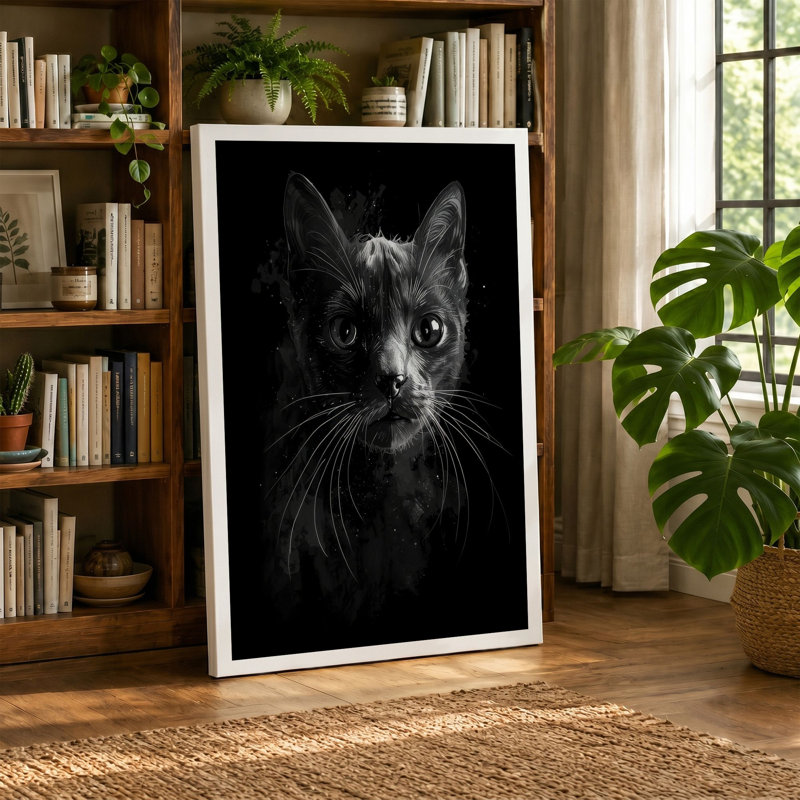 Cat's Luminous Gaze Modern - Wrapped Canvas, 18x12 - 45.7 x 30.5 cm, White Border