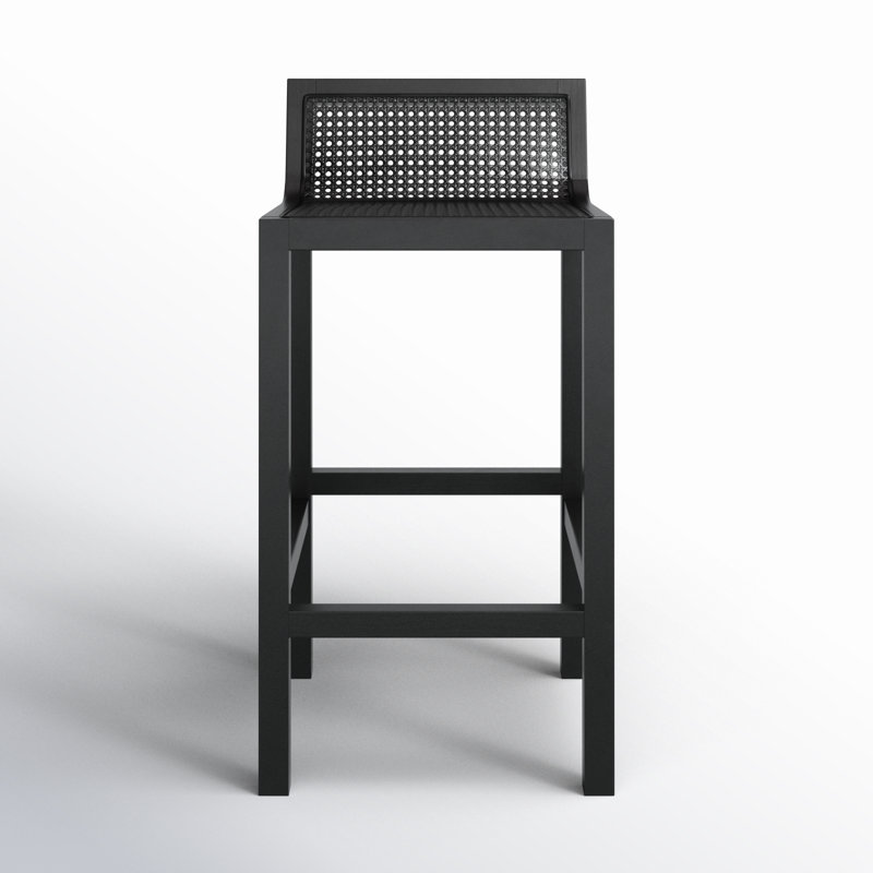 McCarthy Solid Wood Counter Stool, Black/Black, Bar Stool(31.5” Seat Height)