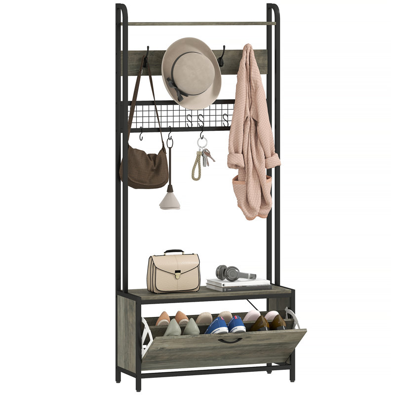 Hall Tree 80cm Wide with Bench and Shoe Storage