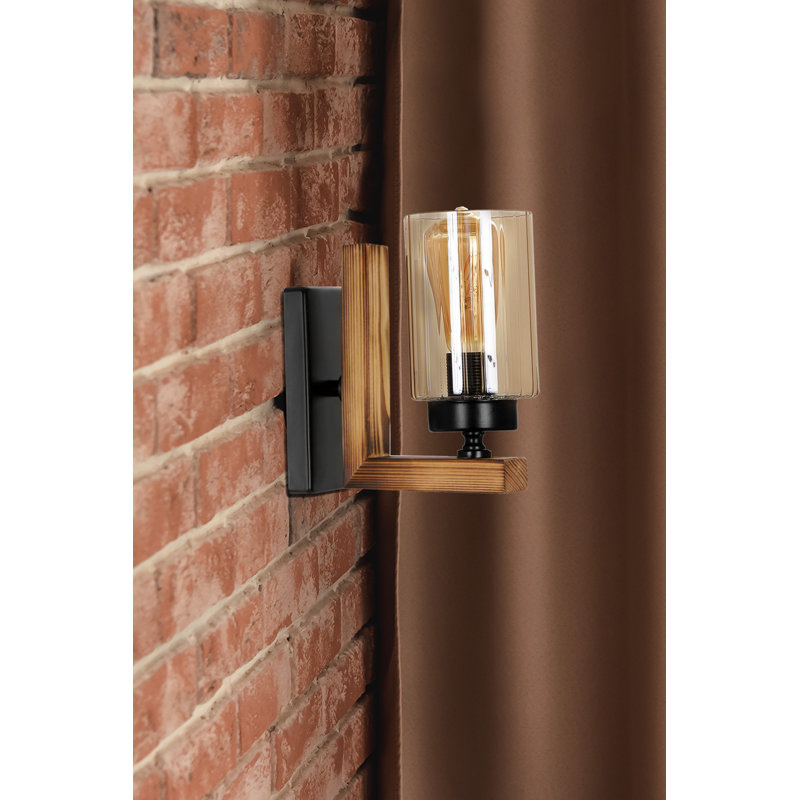 Vintage Industrial Wall Lamp, Rustic Wooden Body, 7.9 in Diameter x 7.5 in Height | E27 Socket, Max 40W | Electrostatic Oven Dried Paint | Perfect for Southwestern & Country Decor, IP20 Rated