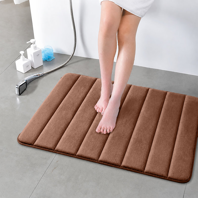 Nequan Memory Foam Non-Slip Bath Mat, 50cm W X 80cm L, D Brown