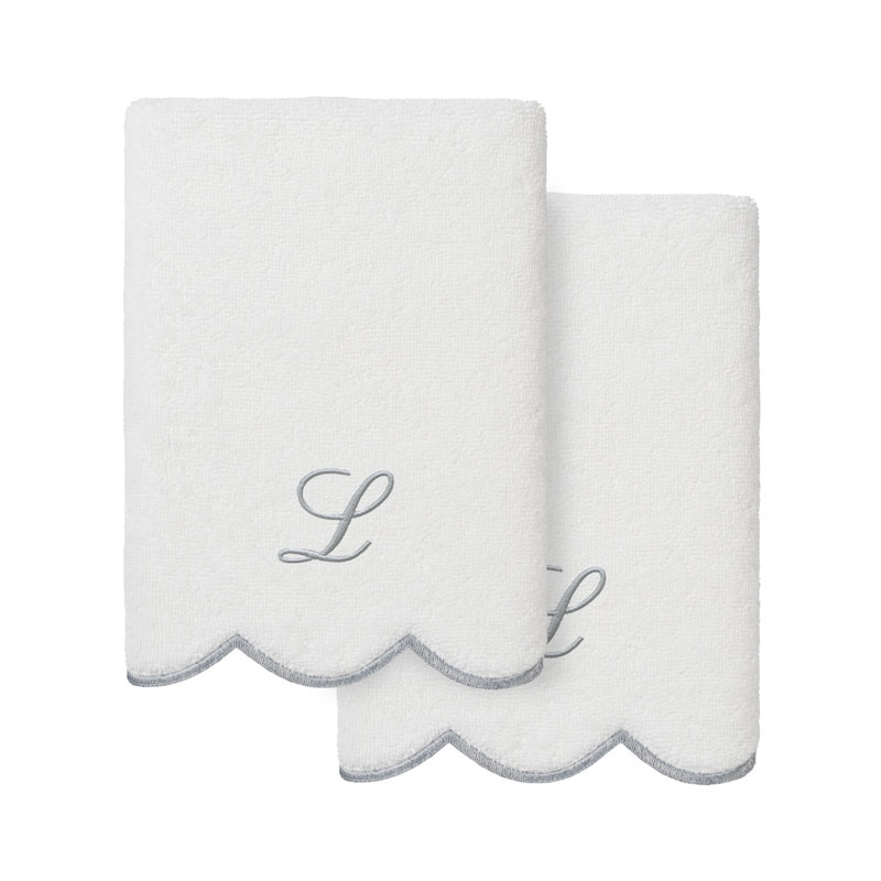  Ensemble de serviettes 100% coton turque ADORNIA, L, Blanc / Gris, Ensemble de 2 essuie-mains