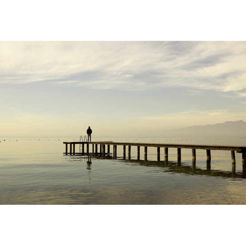 Man Standing On Jetty - Wrapped Canvas Print, 61cm H x 91cm W