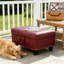Banc de rangement rouge en similicuir avec garniture cloutée, repose-pieds et tabouret multi-usage pour le salon, la chambre à coucher et le vestibule-2021682705