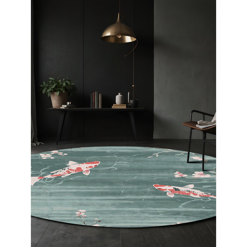 Machine Washable Gray Area Rug, Round 8'