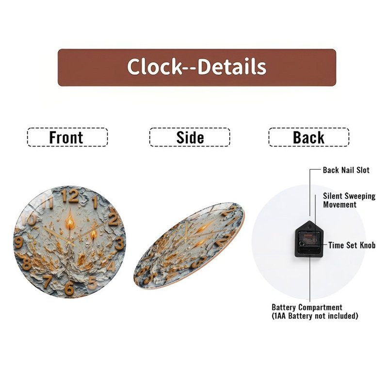 Horloge murale en verre 12 po