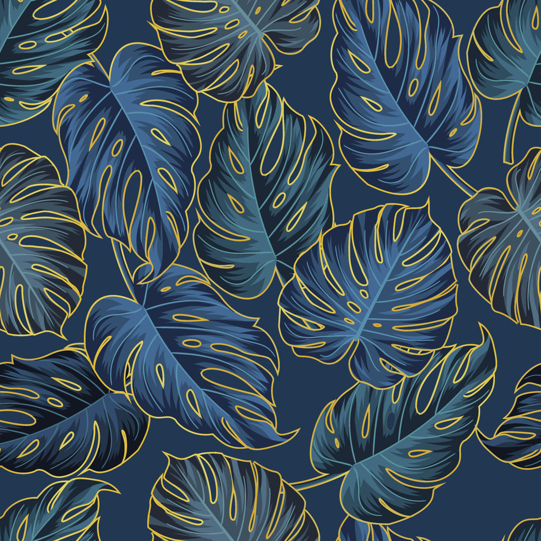 Gold Outline Tropical Background von Non Exclusive - Leinwandbild