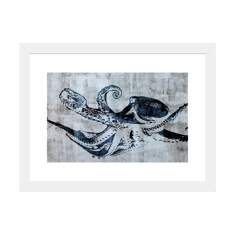 Impression d’art graphique, "Octopus Street art", H 16 po x l 24 po x P 1 po, Papier encadré blanc