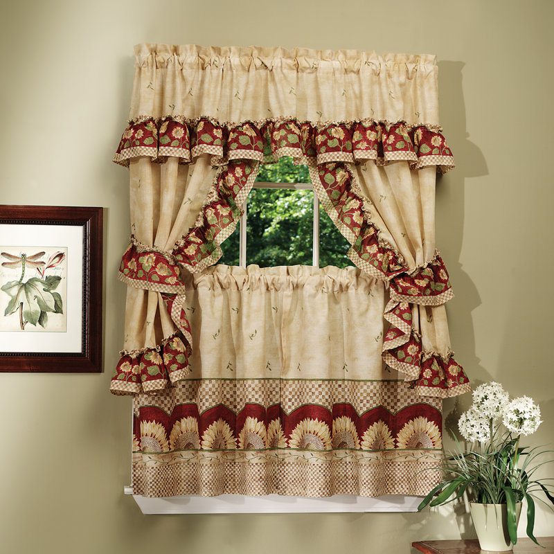 Jura Floral Ruffled Cafe Curtain, 57" W x 24" D