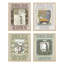 «Bathroom Decor Multicolor Office Leyendecker Floral Flower Tapisserie paysages historique classique encadré sur papier, impression de 4 pièces-93012656-93012659