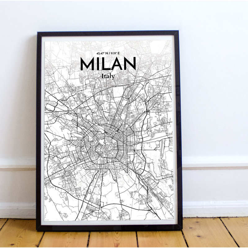 Milan City Map - No Frame Print, 61cm H x 45.7cm W x 0.13cm D