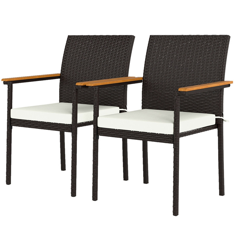 Outsunny Patio Wicker Dining Chair Set of 2