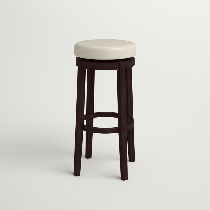 Tabouret rembourré pivotant avec structure en bois massif Baylis, Similicuir - riz