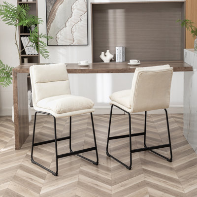 Ensemble de 2 tabourets de comptoir rembourrés de 26 po, blanc vanille