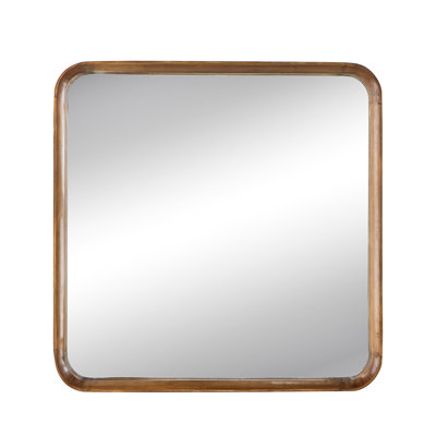 32"X32" Square Mirror With Wood Frame, Wall Mirror For Living Room Bathroom Entryway