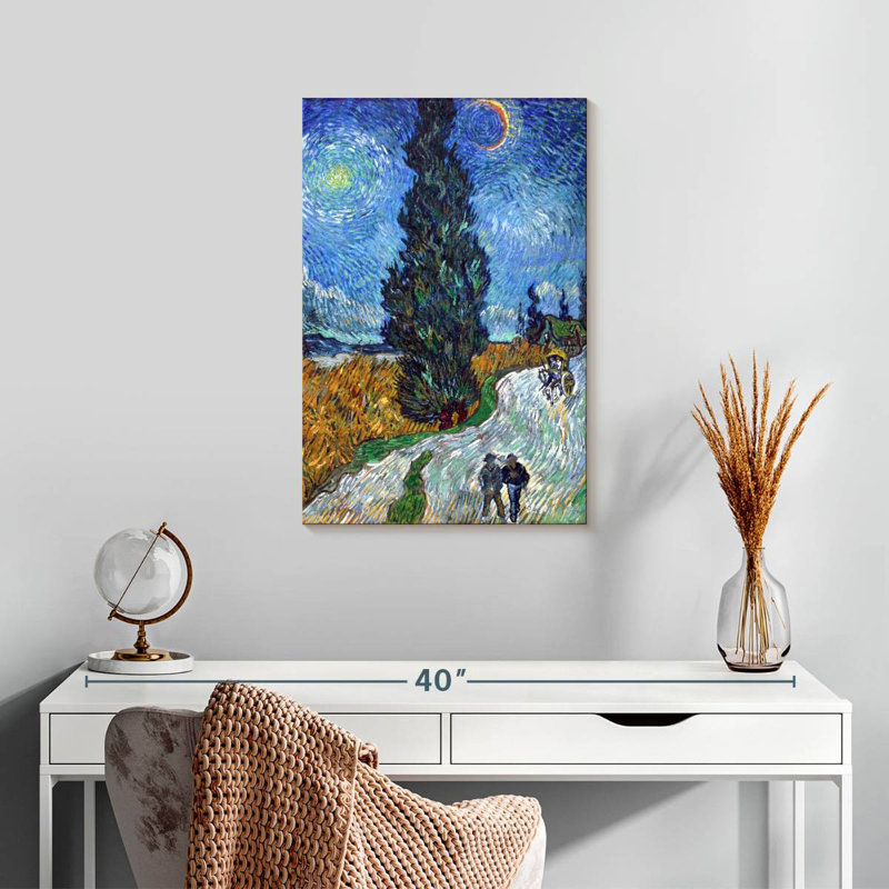 Mehar Road avec cyprès et étoile, H 24 po x l 16 po