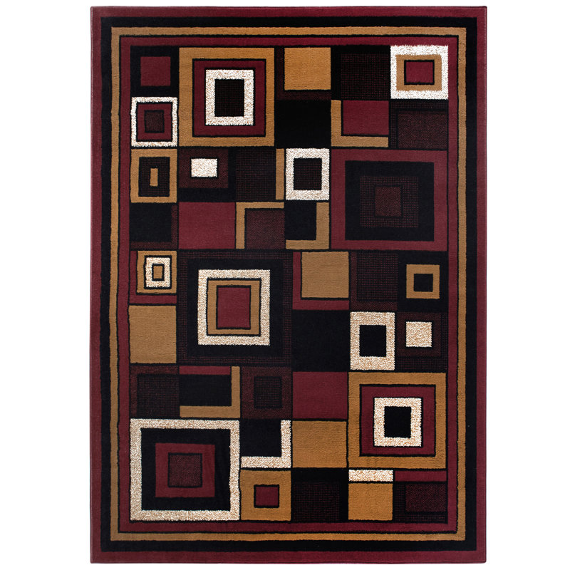 Tapis rouge à motif géométrique Vannesa, Rectangle 7 pi 8 po x 10 pi 7 po