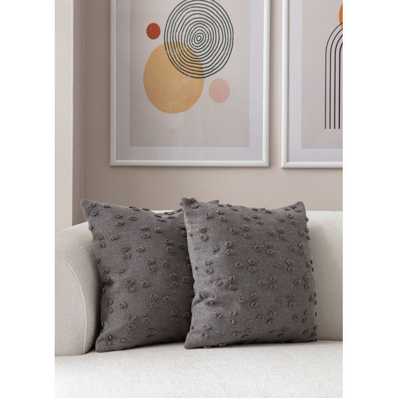 Ensemble de housse de coussin élégant (2 pièces), gris, 16,9 po x 16,9 po | 100% polyester, densité du tissu durable: 3,5 oz / m² | Programme de lavage à la machine lavable à la machine, parfait pour la décoration intérieure et le confort