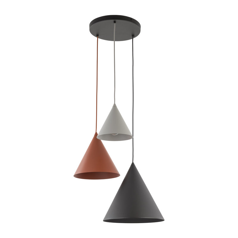 Luminaire suspendu CONO 3, Noir, noir, noir, noir, Noir / gris / orange