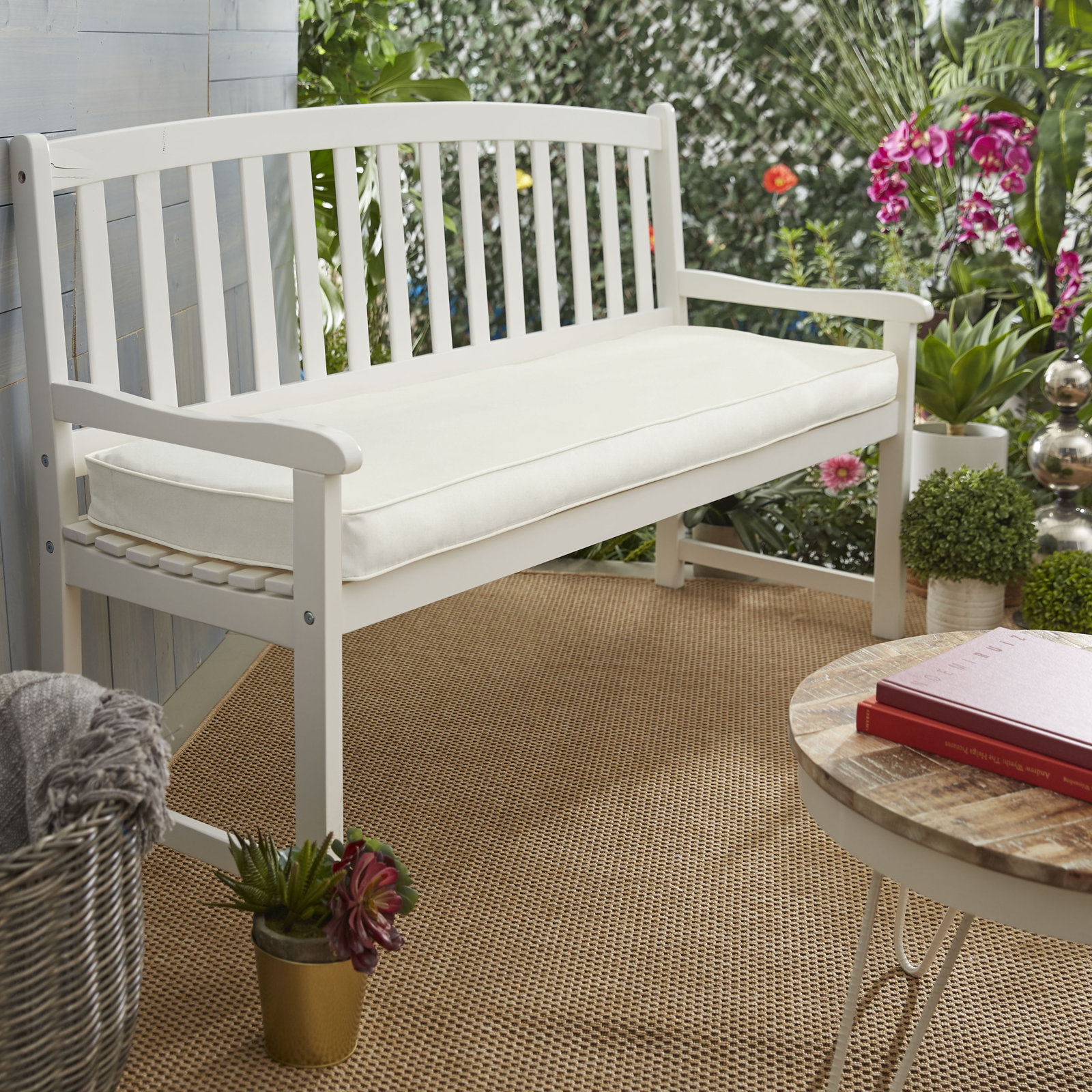 Sunbrella Outdoor Bench Cushion, 48" W x 19" D, Canvas Natural Sunbrella® Canvas