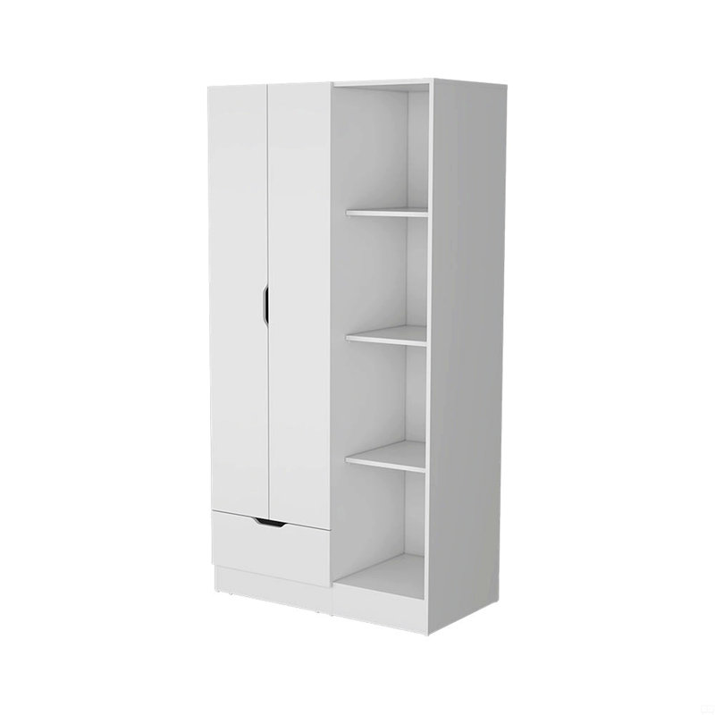 Armoire 2 portes avec compartiment ouvert, Blanc