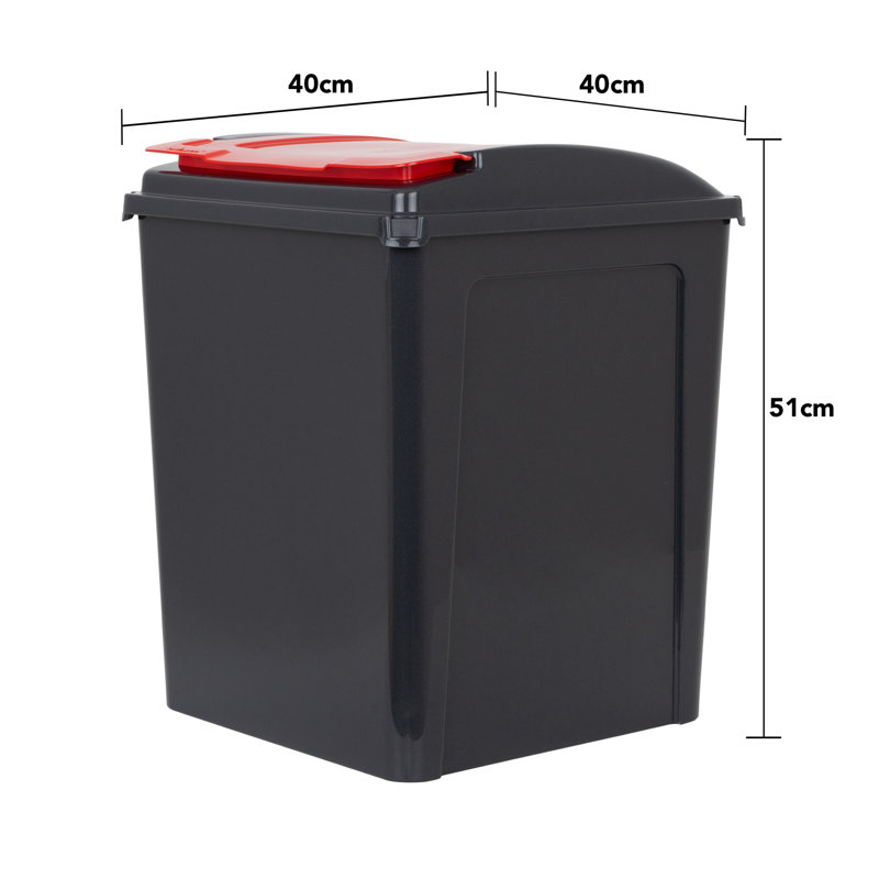 Wham Recycle It Slimline Bins, Red/Green/Yellow Lids, 50 Liters