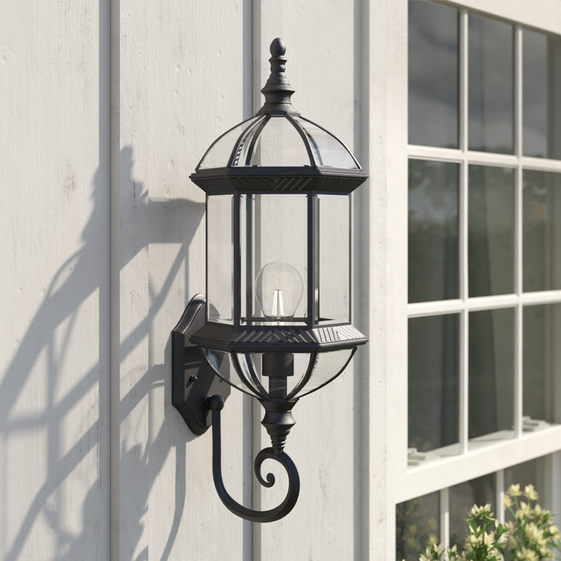 Roscoe 19" H Beveled Glass Outdoor Wall Lantern, Black