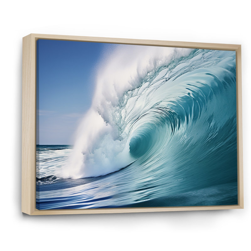 «Turquoise Power of Ocean Wave III», reproduction sur toile, H 30 po x l 40 po x P 1,5 po, Cadre naturel flottant