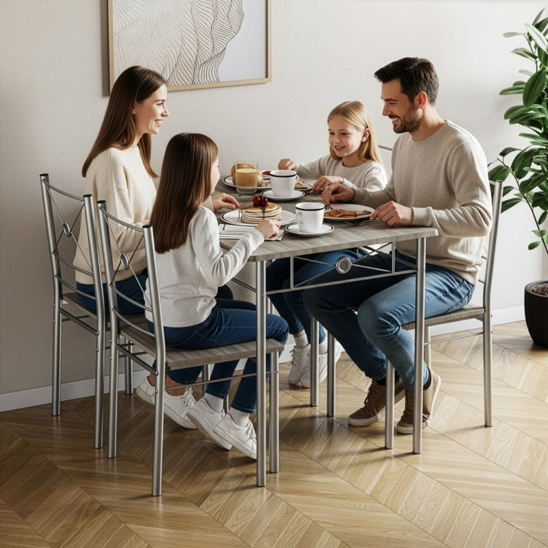 Adalat 4 - Person Dining Set, Oak, Oak