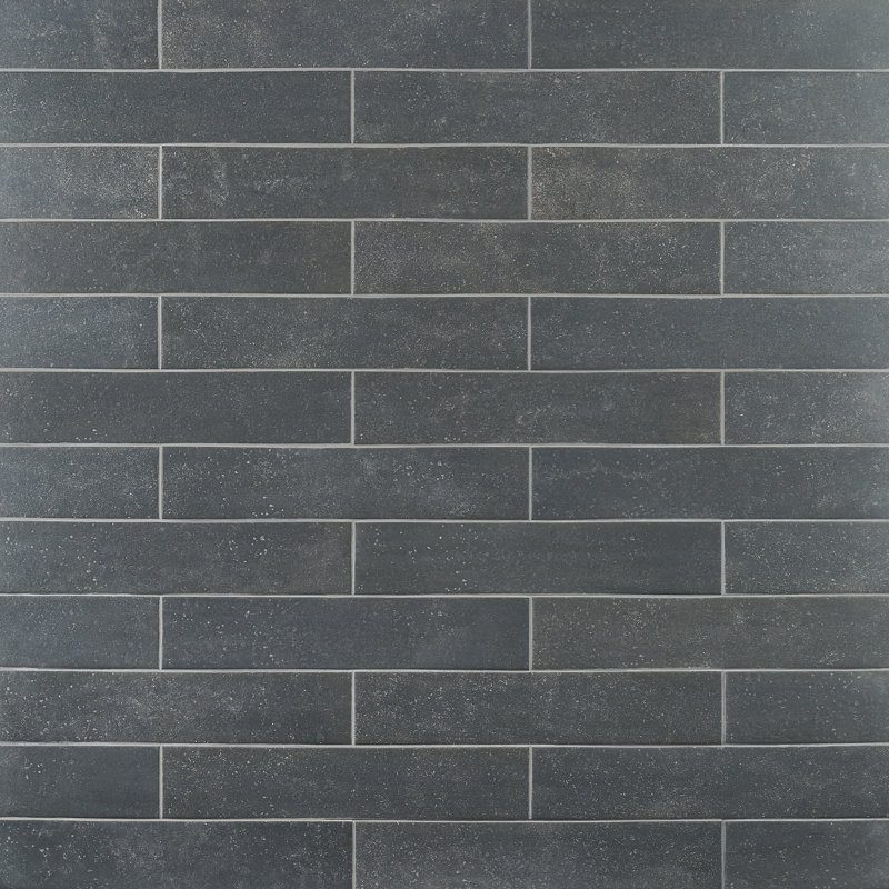 Carreau de plancher et de métro en porcelaine sans motif 4 po x 19 po Sanskrit, Noir