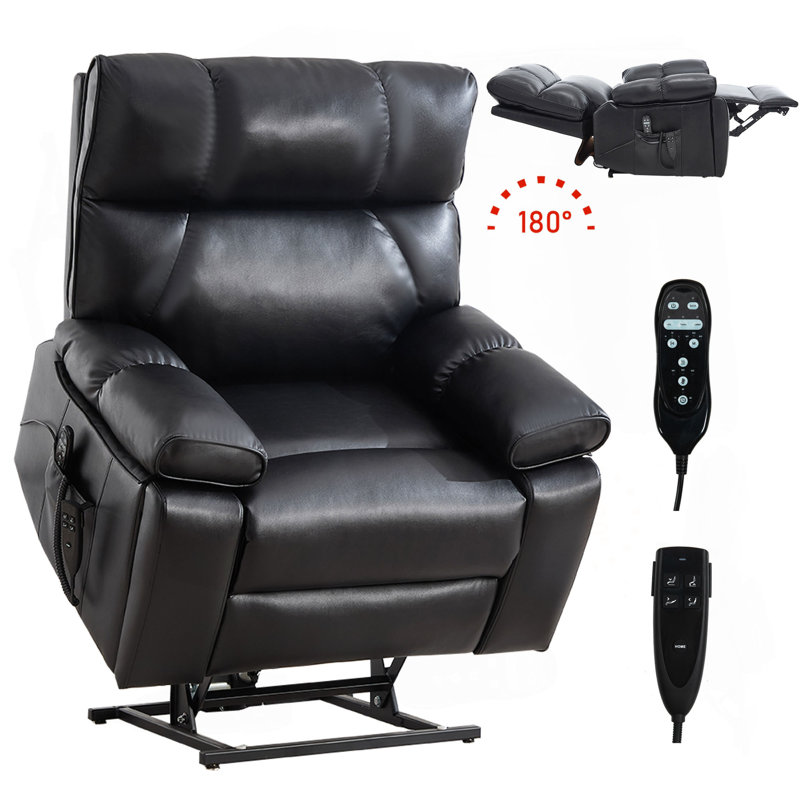 Leatheraire Heat Massage Dual Motor Infinite Position Up To 350 LBS Large Electric Power Lift Recliners With Hidden Cup Holders, Power-Remote, Medium-Firm And Heavy Duty