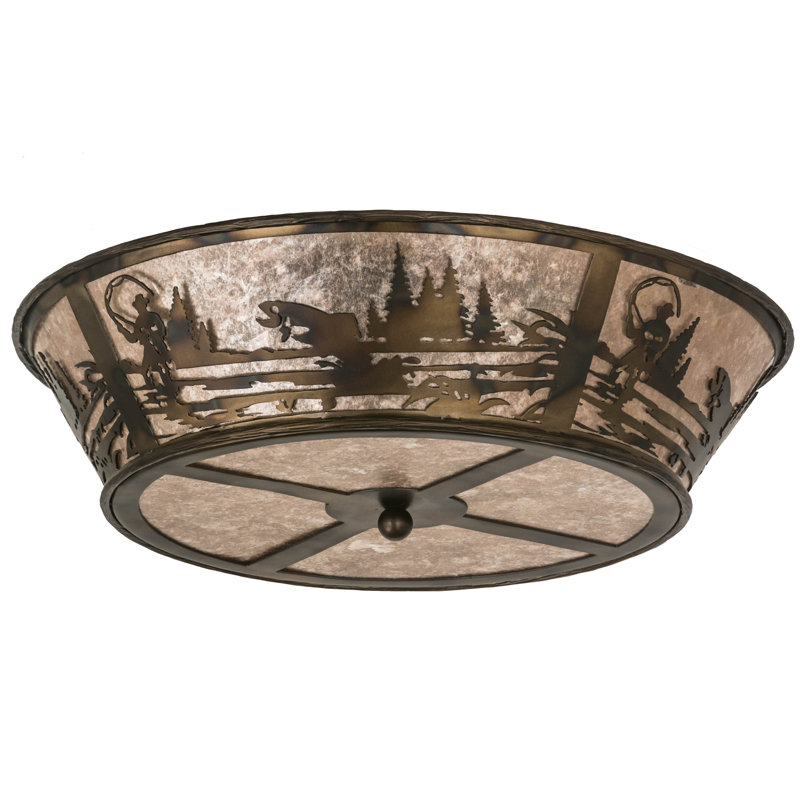 Fly Fishing Creek 4 - Light Flush Mount, Burnished Antique Copper