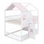 Lit superposé Kids Playhouse avec escalier de rangement intégré et tablettes ouvertes-129444762
