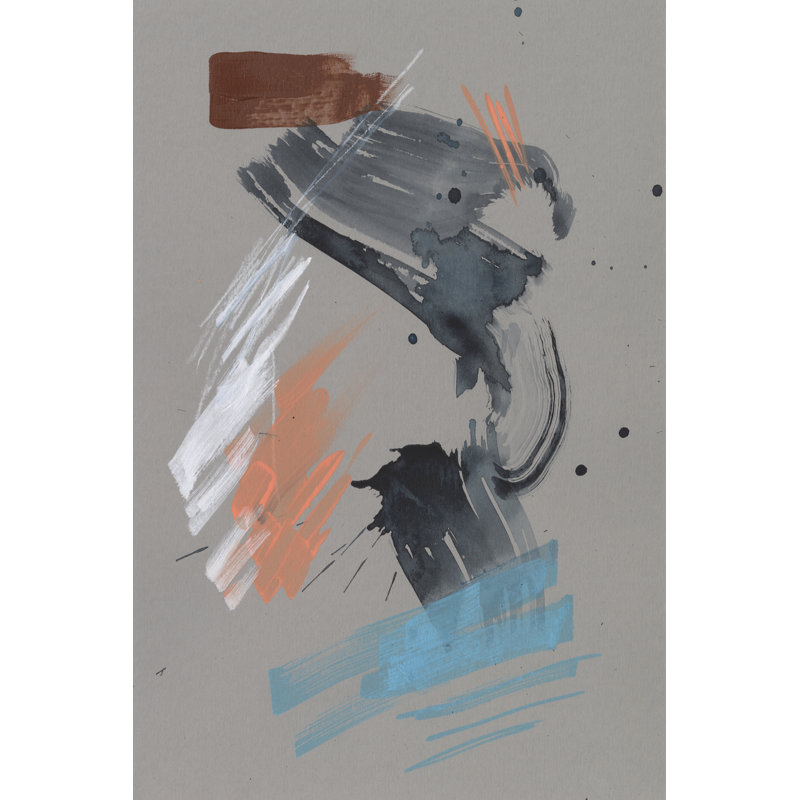 Playful Marks I by Jennifer Goldberger - Painting on Canvas, 46 cm H x 30 cm W, Black Floater Framed