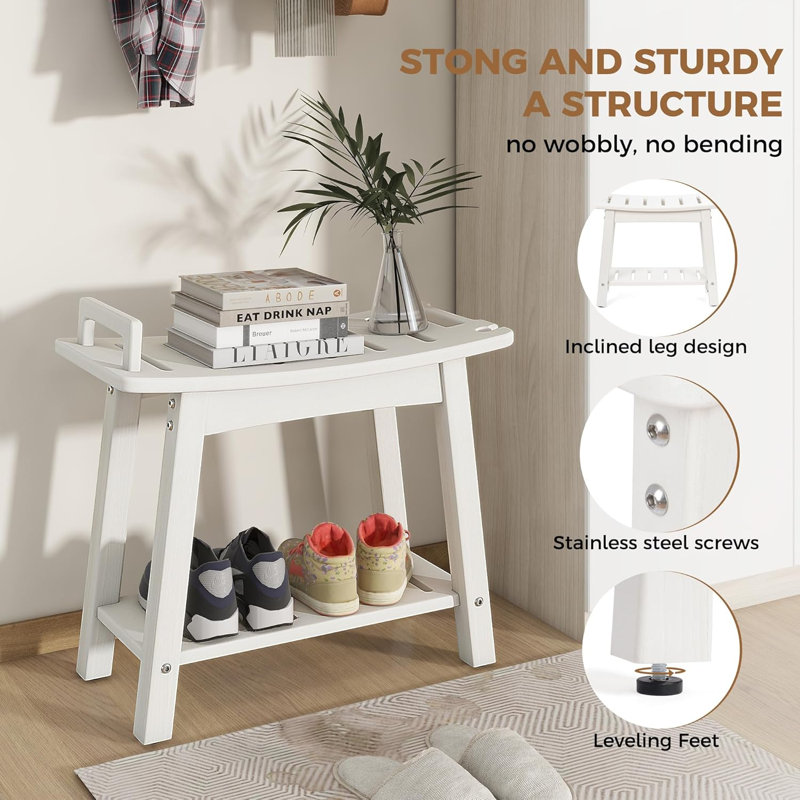 24 INCH Extra Large Shower Bench for Inside Shower Shaving Legs, Waterproof HDPE Shower Chair Seat