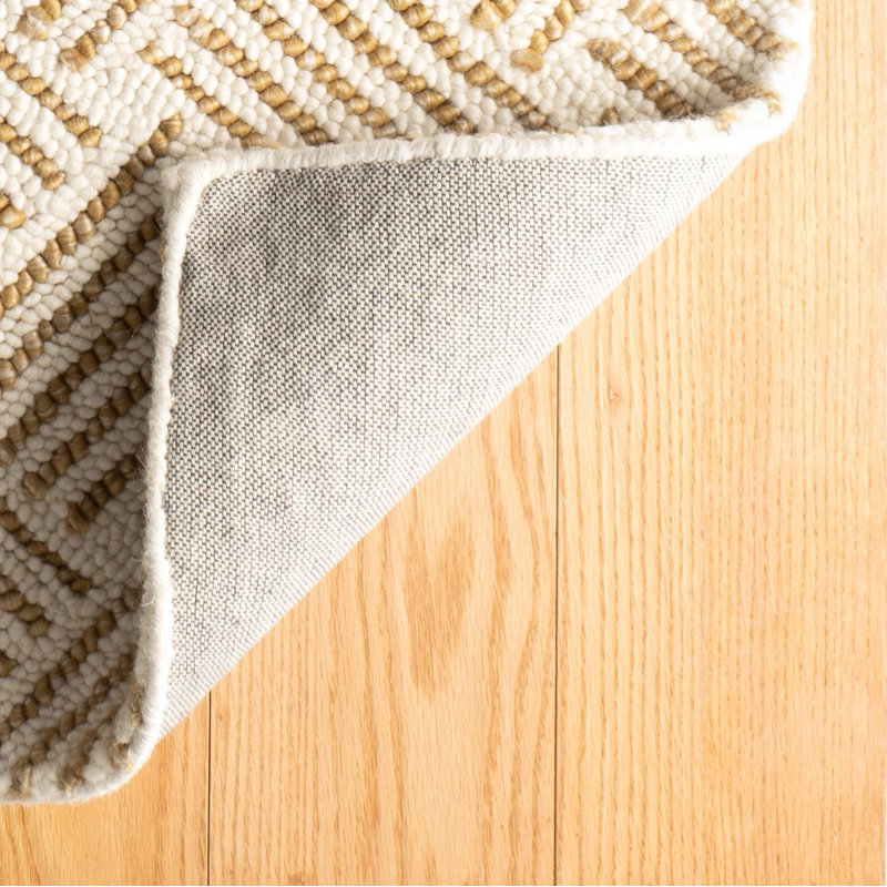 Layers Ochre Hand Hooked Wool Rug, Rectangle 7'6" x 9'6"