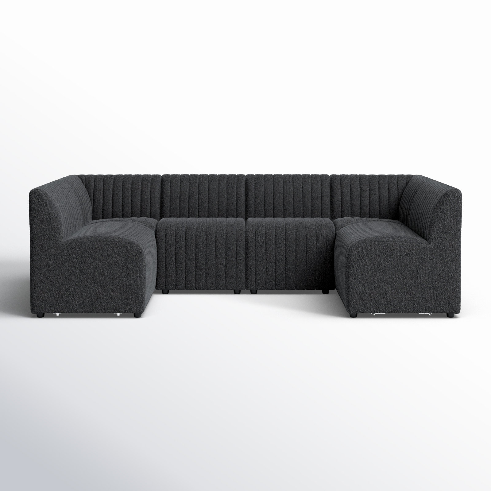 Brandt Modular Upholstered U-Sectional, 31.5" H X 106" W x 66.5" D, Fiqa Charcoal Boucle