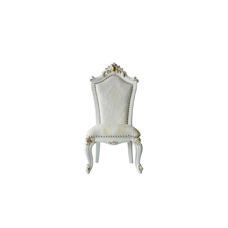  Ensemble de deux chaises d'appoint en simili cuir beige et blanc