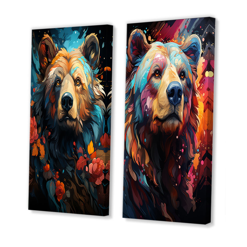 Pop Art - Pop Art Grizzly - popularité, H 28 po x l 25 po, Toile tendue