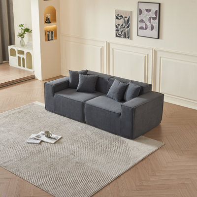 Compression Versatile Modular Loveseat Sofa for Modern Living Room - Deep-Seated Comfort Couch , Soft Corduroy Fabric Upholstery, Compact Sectional Design for Small Spaces