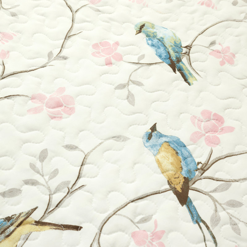 Botanical Bird And Flower Botanical Bird And Flower Oversized Reversible Quilt, Full Quilt + 2 Standard Shams